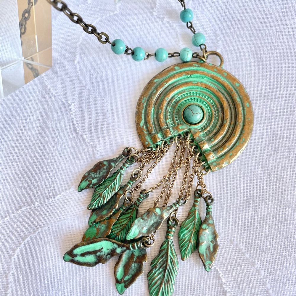 Boho Dream Catcher Statement Necklace, NWOT.
